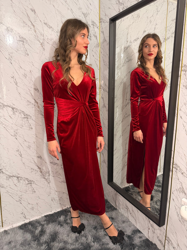 Abito velvet-Rosso