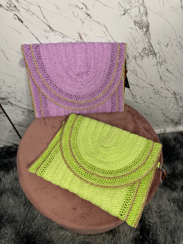 Raffia-Lilac Clutch