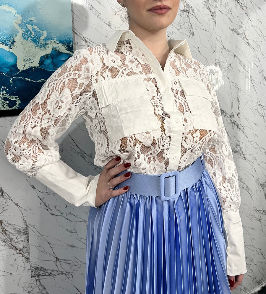 Camicia in pizzo bianca