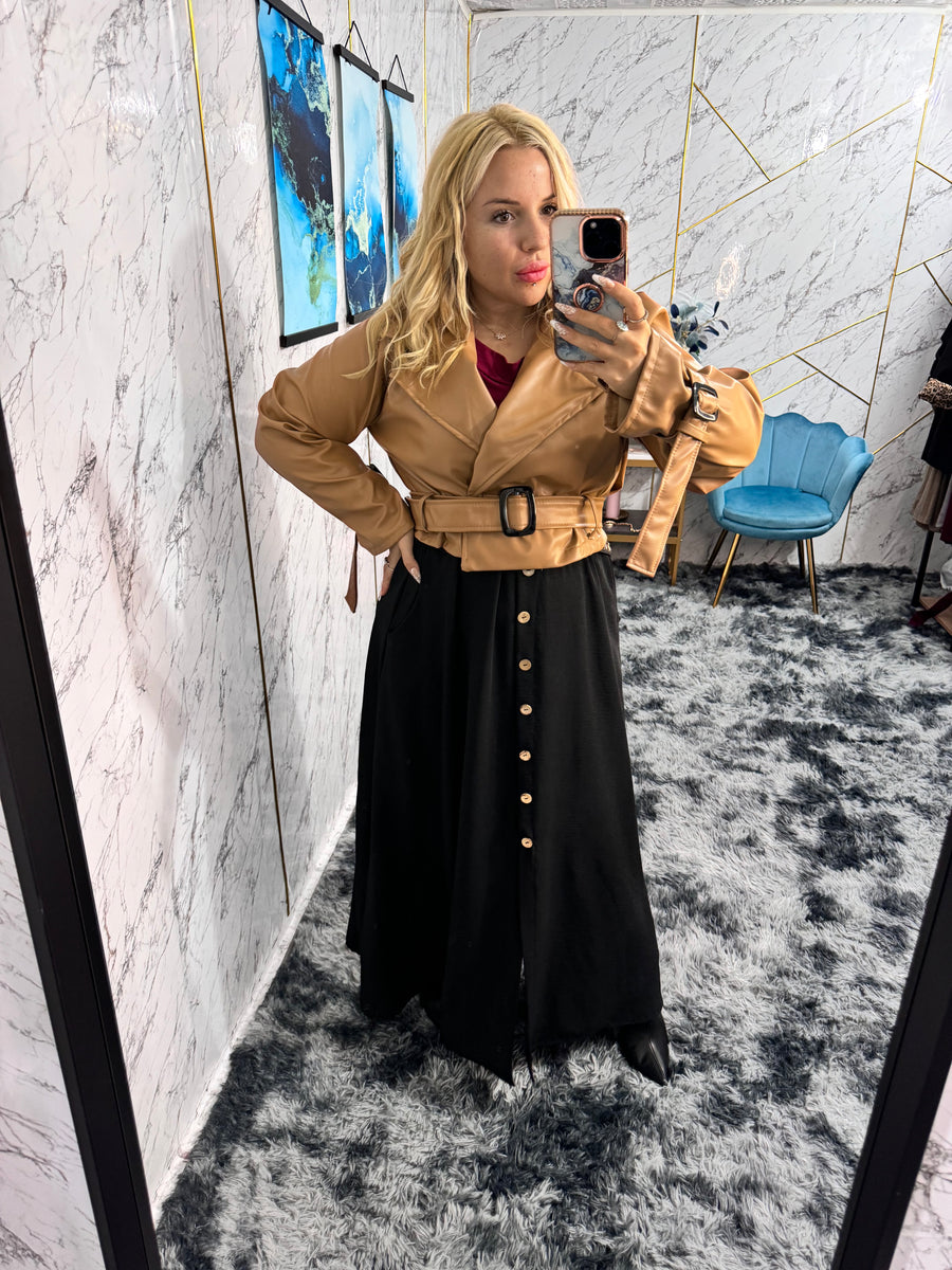 Trench pelle corto-Cammello