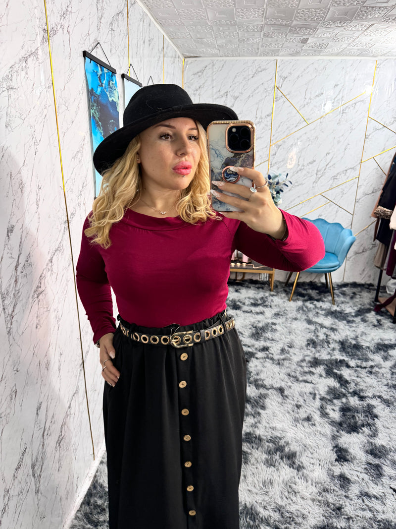 Maglia scollo a barchetta - Rosso mattone