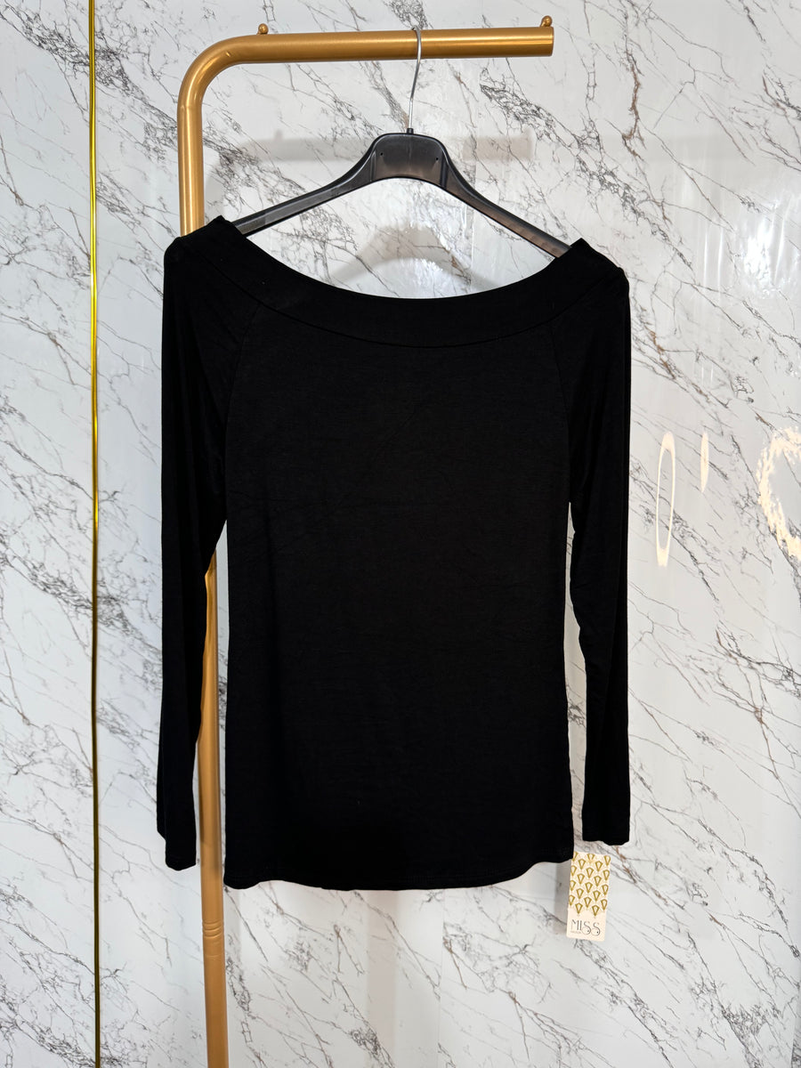 Maglia scollo a barchetta - Nero