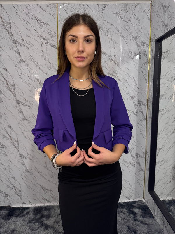 Short Blazer with Lining-Purple