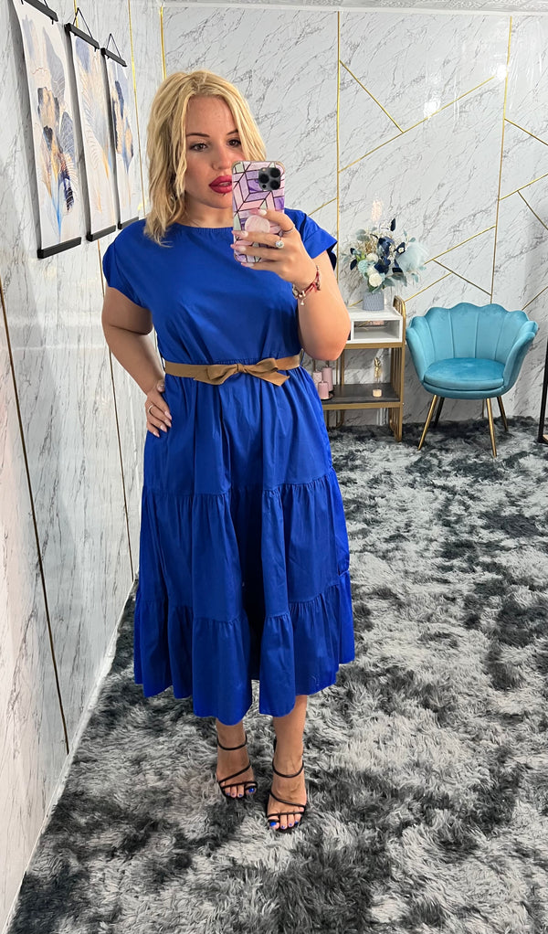 Cotton midi dress - BLUE