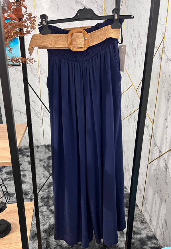 DRAPED PALAZZO trousers - NAVY