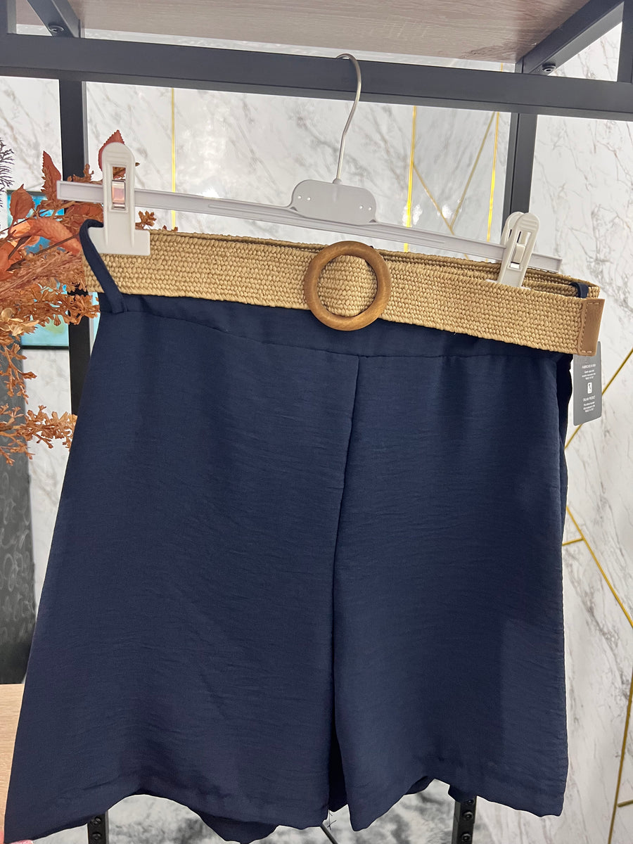 Shorts con cintura-BLU