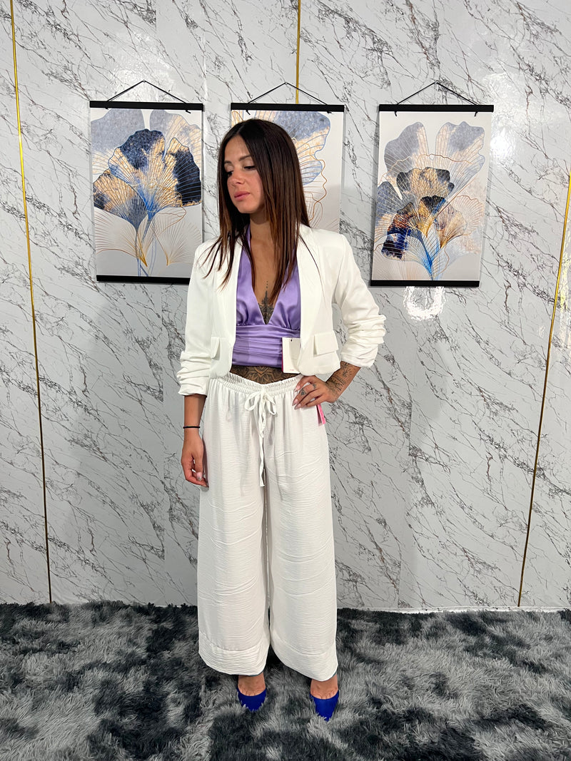 Blazer crop fodera - Bianco