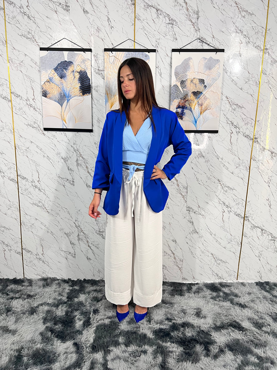 Blazer maniche arricciate - Bluette