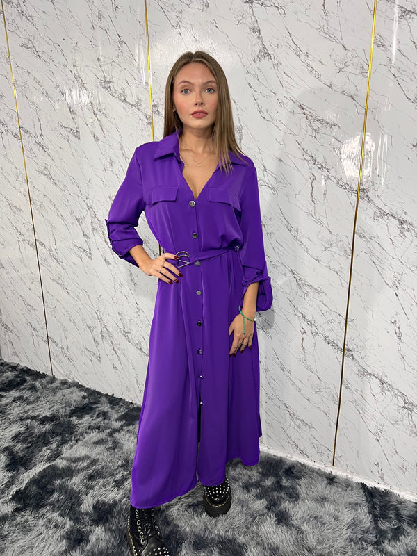 Shirt dress-Purple