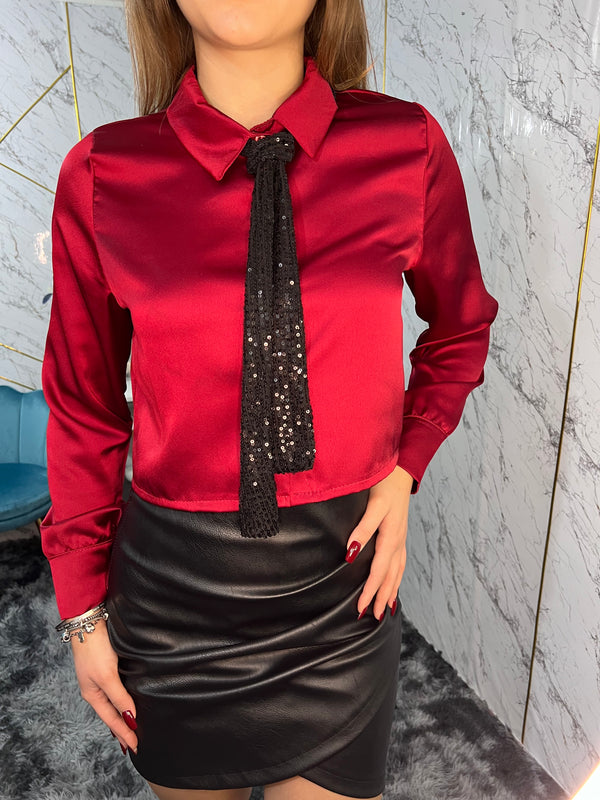 Camicia con cravatta-Rosso