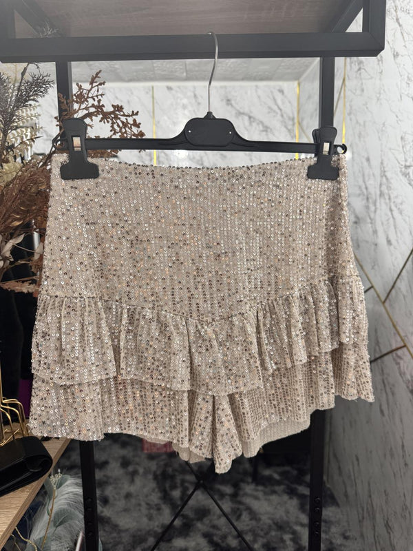 Sequined pant skirt - champagne