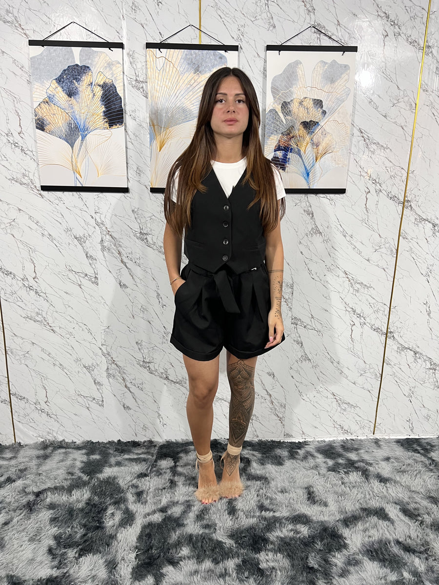 Coordinato Gilet & Shorts- NERO